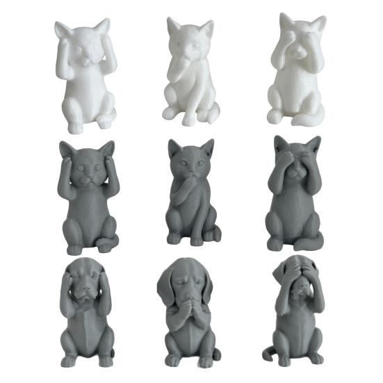3D Printed Cat Figurine Kittens Hear Speak See No Evil Statue Miniature Cat Ornament Cat Lover Gift for Desk Shelf Cabinet Decoration