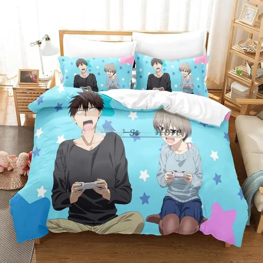 3D Anime Uzaki-chan Wants To Hang Out! Bedding Set Single Twin Full Queen King Size Bed Set Adult Kid Bedroom Duvet Cover Sets