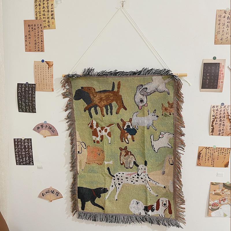 Tapiserie Retro Americană din Băț de Lemn: Decorațiune de perete, Covor, Față de masă, Pătură, Decor pentru camping.