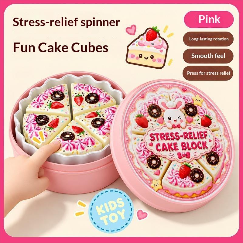 Cake-Themed Stress-Relief Button Toy Rotate Box, Artificial Cake Sensory Push Button Clicker Party Interactive Toys Gift
