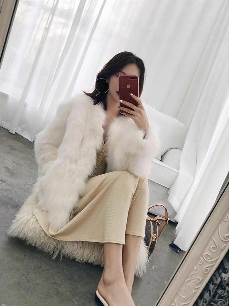 Women's Slimming Faux Fur Coat - 2025 Autumn/Winter Fashionable Plush Mink-Like Fox Fur Coat