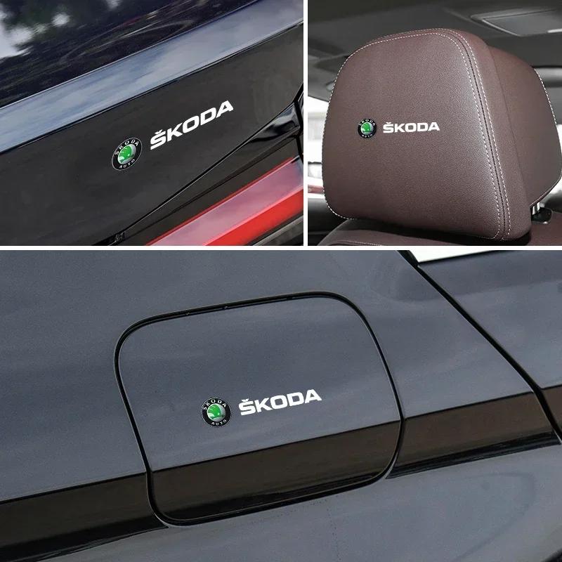 CAPR9 Car Door Handle Badge Protector Decal Wiper Sticker For Skoda Superb Octavia Rapid Kodiaq Kamiq Karoq Rapid Fabia Accessories