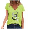 Damen Casual Fashion Sommer V-Ausschnitt T-Shirt Bedruckte Kurzarm-Tops