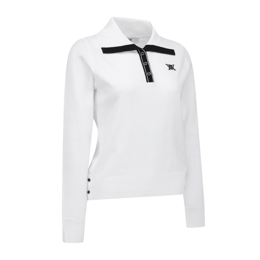 ANEW GOLF Women Sp Collar Point Sweater_Wh