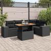Vidaxl 6-Cz. Garden Furniture Set With Cushions, Black Poly Rattan