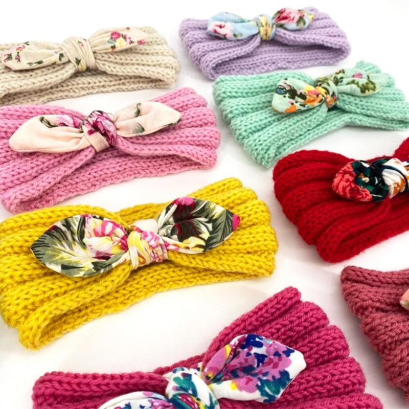 New children's wool headband, printed rabbit ear knitted wool headband baby headband baby headband