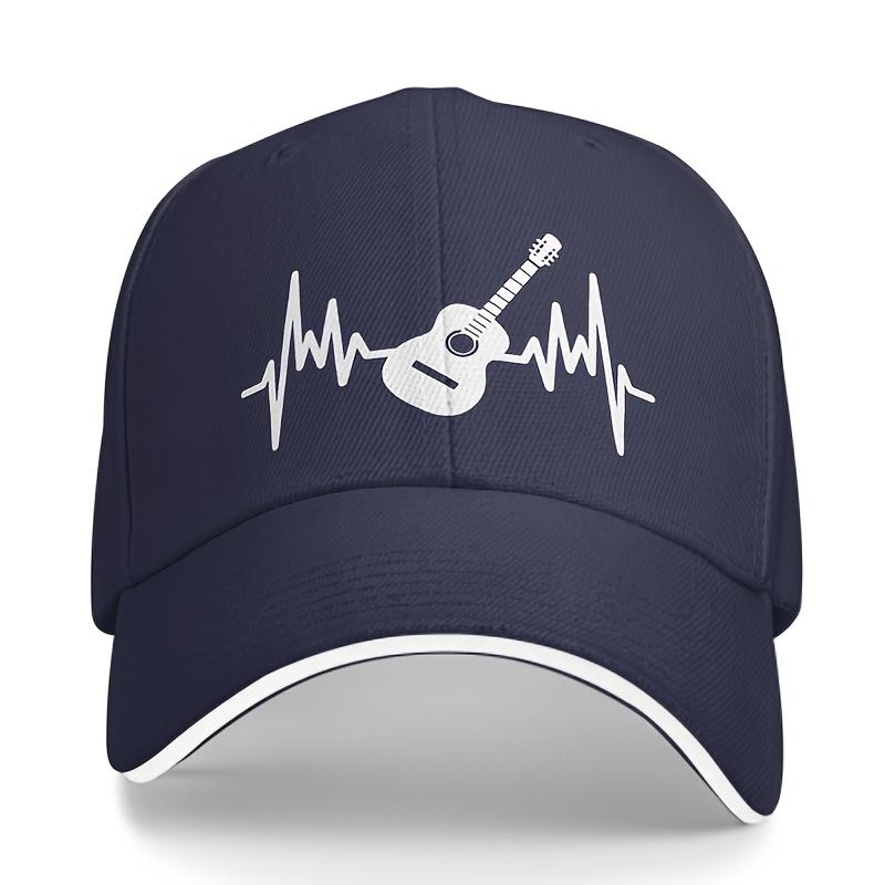 Guitar Heartbeat Rhythm Baseball Cap Unisex Polyester Adjustable Snapback Music Lover Outdoors Hat