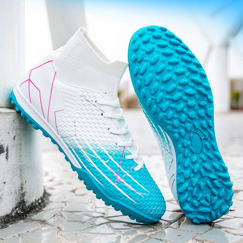 New Professional High Top Football Shoes Artificial Grass Leather Youth Students Training Soccer Shoes for Men And Women Sports