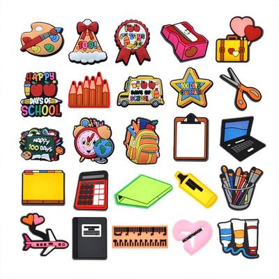 25Pcs Stationery Office Series PVC Shoe Charms for Shoe Decoration