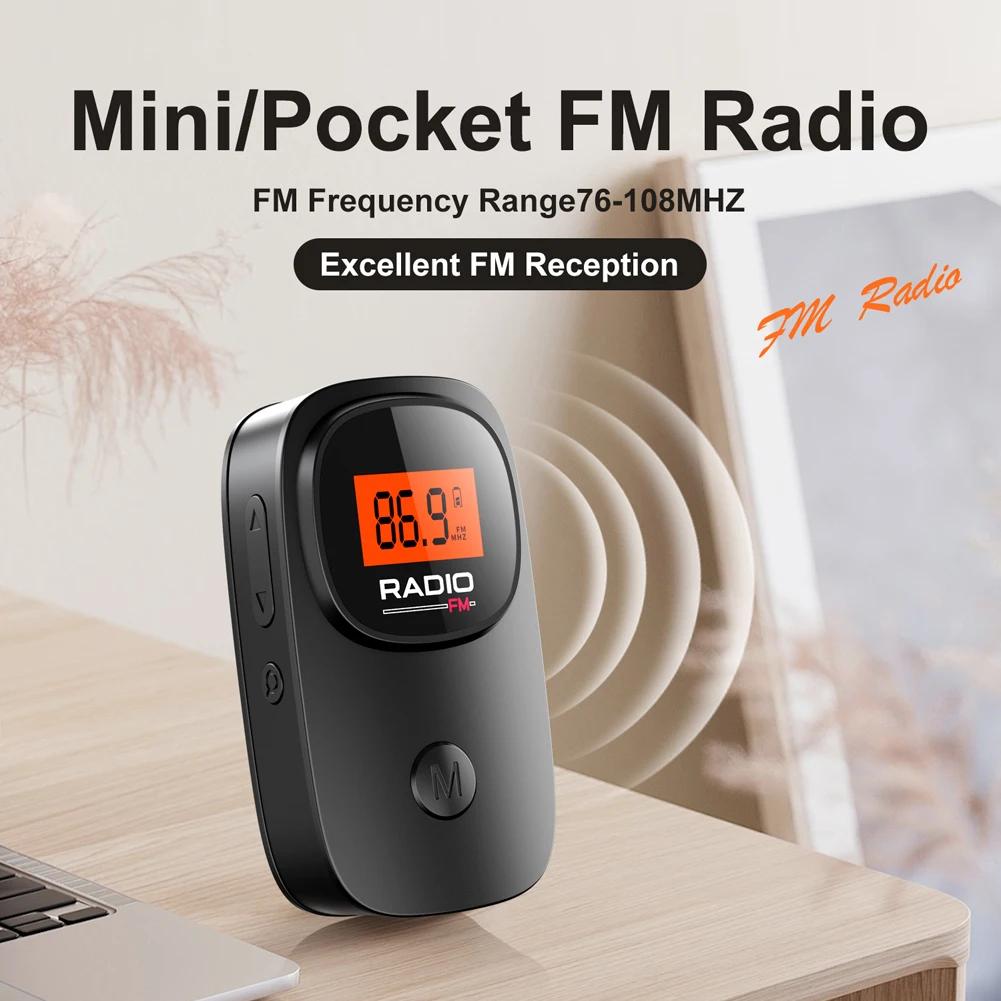 Mini Radio Portable Walkman Radios FM Stereo Music Playe AAA Battery Operated Radio with Headphones/Clip For Walking Go Hiking