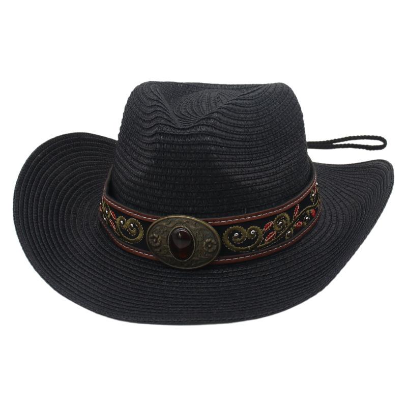 Men and women seaside vacation upturned edge beach hat western cowboy hat spring and summer outdoor travel shading Tibetan hat straw hat