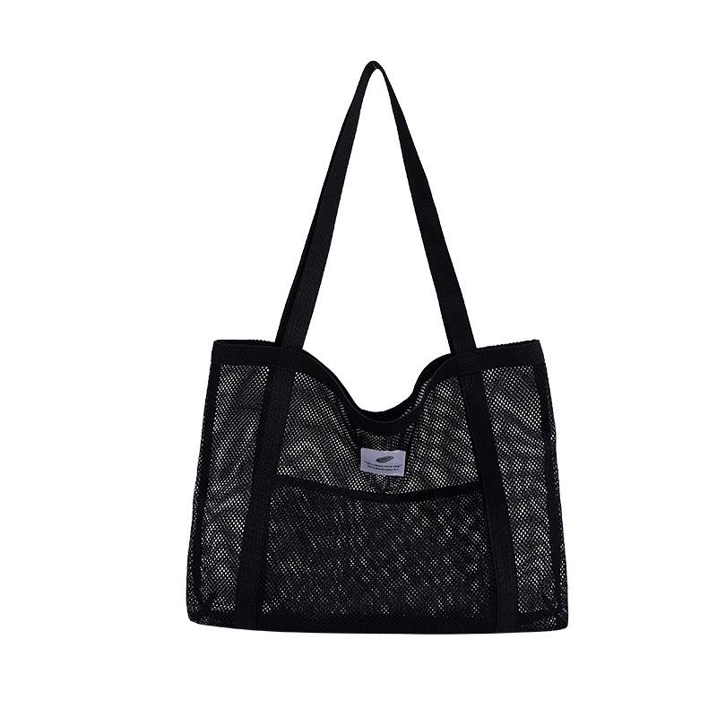 2025 One-Shoulder Transparent Mesh Tote Bag - Large Capacity Beach/Shopping Bag