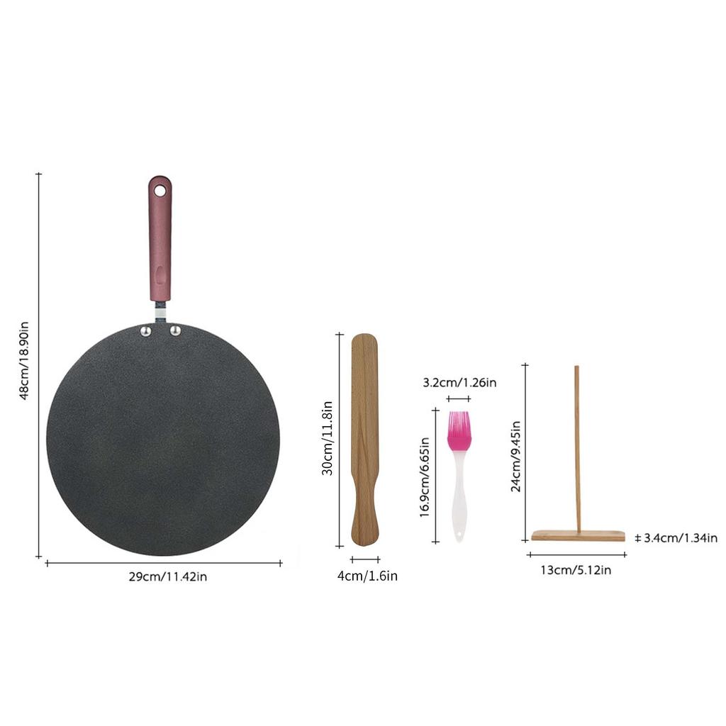 Pancake Pan Aluminum Alloy Crepe Maker Flat Pan Griddle Pan with Spreader & Spatula Crepe Maker Griddle Flat Pan