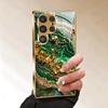 Gold-plated tempered glass phone case, compatible Galaxy S26 S25 S24 S23 S22 Ultra Plus. Features a green gold textured design.