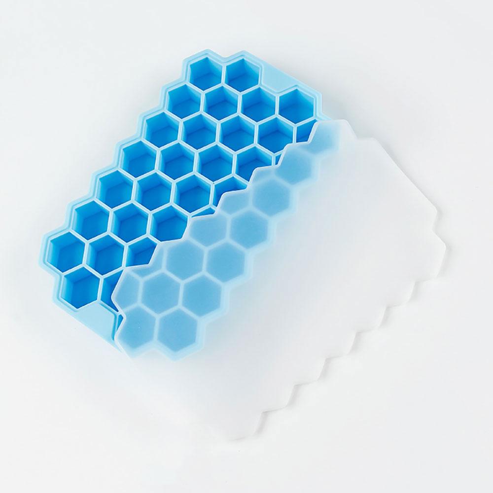 Silicone World 37 Grids Honeycomb Ice Cube Silicone Molds Silica Gel Ice Tray DIY Household Ice Making Box With Lid Ice Mold