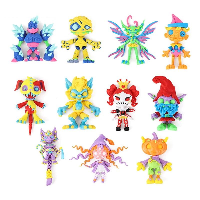 Halloween 3D Printed Toys Cute Cartoon Figure Models Home Tabletop Ornaments Decorative Crafts Children's Gifts Movable Humanoid