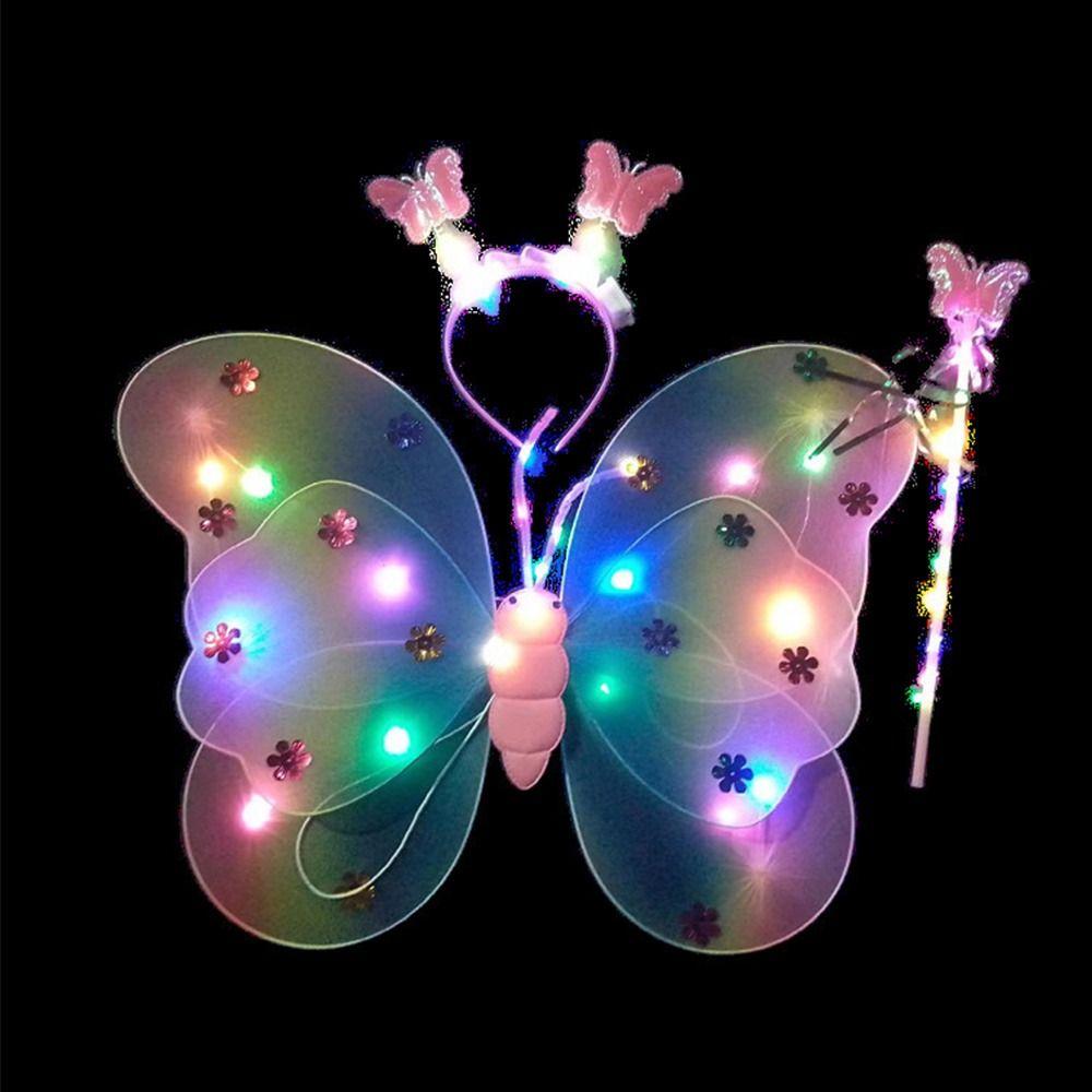Světelný oblek Anděl Svítící křídla Blikající motýlí sukně LED Dětské kostýmy Rekvizity Dívčí sukně