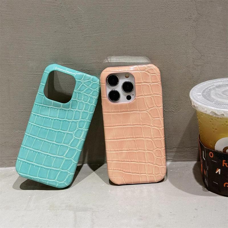 Suitable for Apple 16promax Phone Case, Crocodile Pattern IPhone15 Creative 14pm Shockproof 13 Men's and 12 Women's Leather Cases