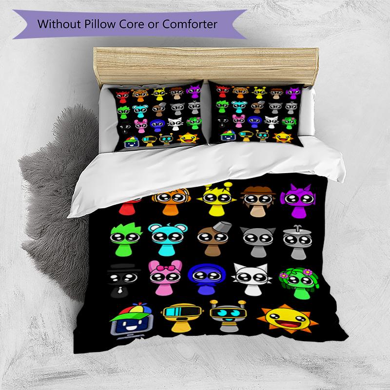 3pcs Sprunki9 pattern bedding set duvet cover set includes duvet cover &pillowcases, perfect all season bedroom decoration & gift