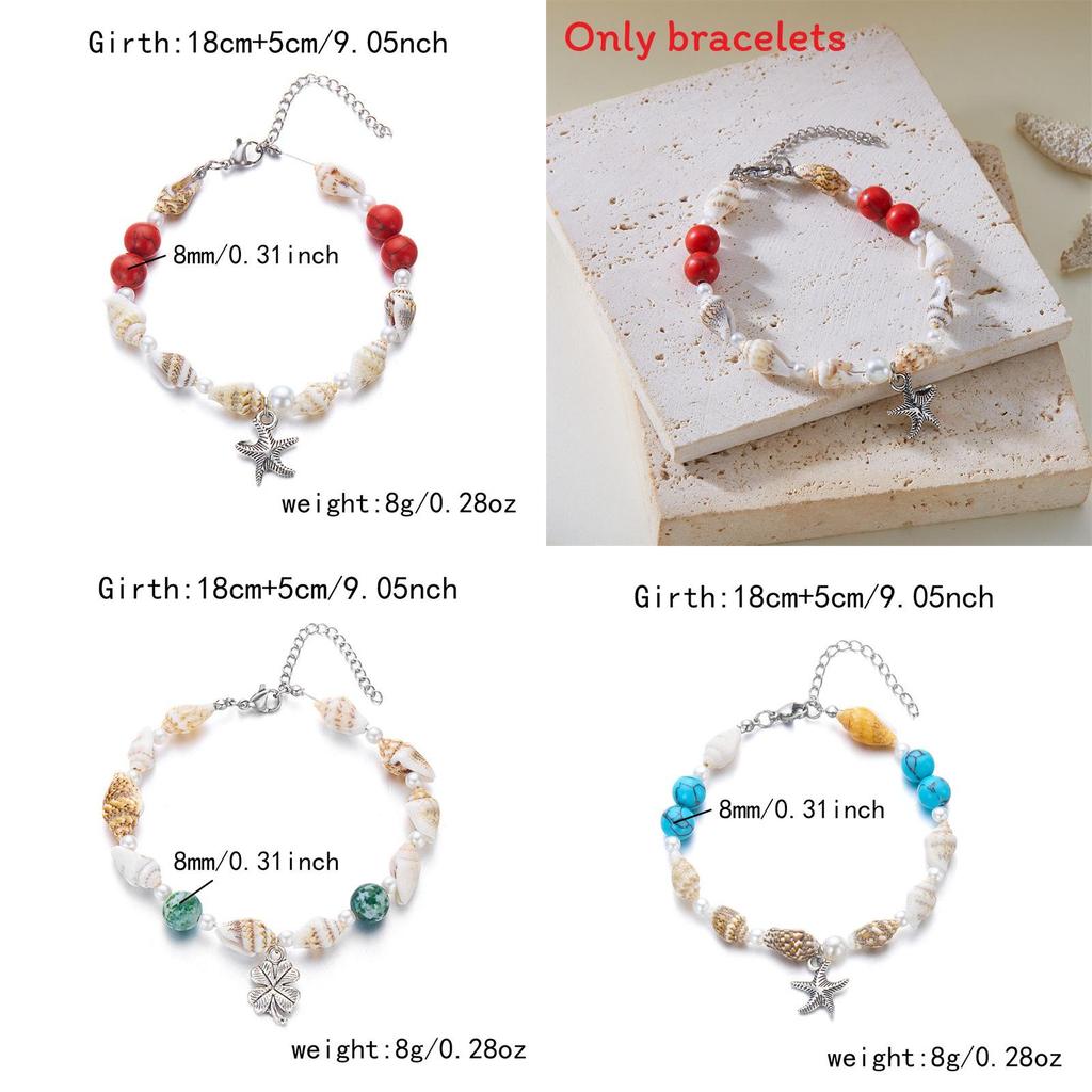 Shell Fish Tail Pendant Bracelets For Beachwear And Casual Wear