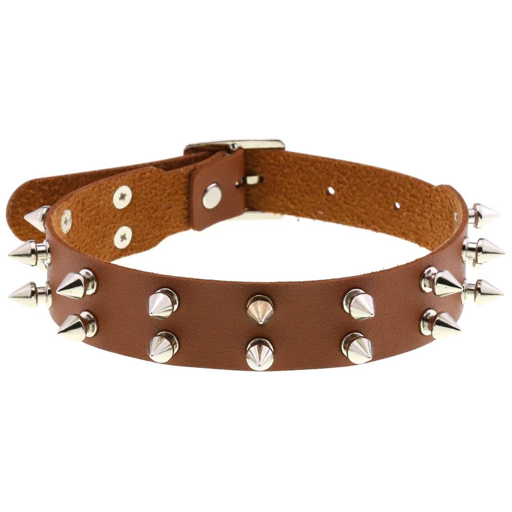 DIEZI Sexy Lignt Brown PU Leather Necklace Women Men New Harajuku Gothic Vintage Heart Chain Choker Statement Necklace Jewelry