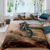 Three-Dimensional Motocross Rider Bed Cover Kit Gentle Microfiber Fabric Red Black Dirt Bike Extreme Sports Theme Motorcycle Pattern Style Bed