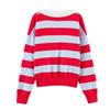 Maglione lavorato a maglia a righe a contrasto di colore, moda casual popolare in Europa e negli Stati Uniti