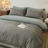 2026 Spring/Summer Men's Pure Cotton Striped 4-Piece Bedding Set: Washed Cotton Bed Sheet & Duvet Cover.