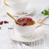 200ml White Ceramic Coffee Cup Gold Inlay Bone China Tea Cup Saucer Spoon Set Advanced Porcelain Teacup Party Teatime Drinkwar