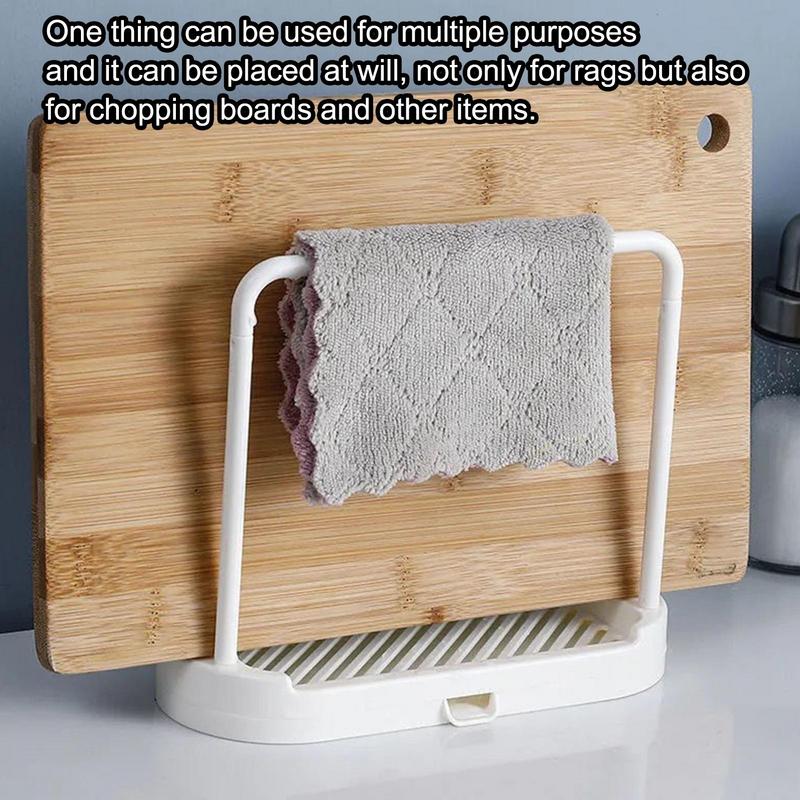 Küchenhandtuch-Aufbewahrungsregal Schwamm-Abtropfgestell Kunststoff Spültuchständer Home Organizer Halter mit Abtropfschale Gadgets