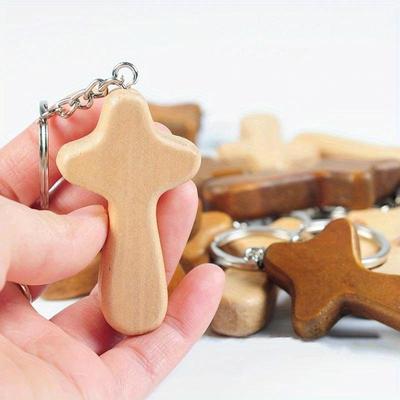 5Pcs/Lot Keychain Wooden Crafts Car Keyring Backpack Hanging Ornament Key Holder for Jewelry