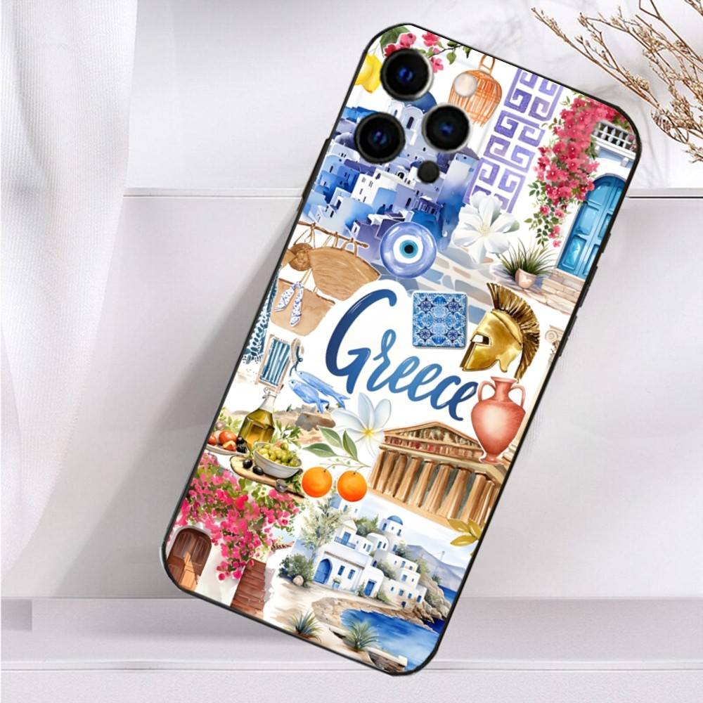 

Greek Love Art Aegean Sea Phone Case For iPhone 16,15,17,14,13,12,11 Plus,Pro Max,XS,X,XR,SE,Mini,8,7 Soft Silicone Black Cover iPhone16
