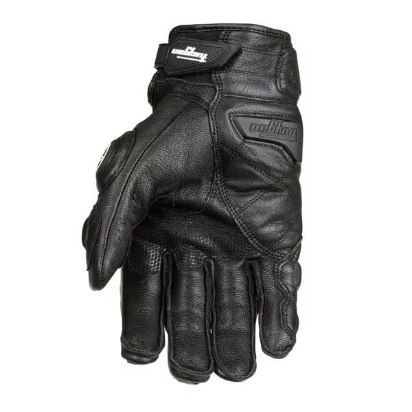 zmart Motorcycle Gloves, Black Racing Genuine Leather, Road Riding Team Gloves for Men, Summer/Winter, Black, Size XL