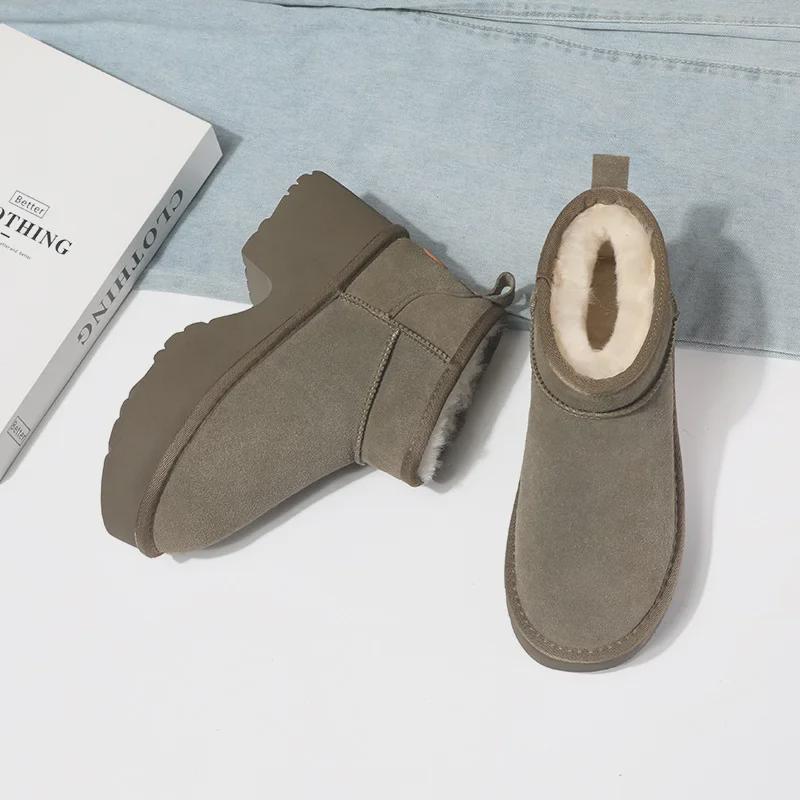 2024 Jesień/Zima Damskie Śniegowce na Wysokim Obcasie - Skóra Naturalna, Grube, Ciepłe, Design Podkowy