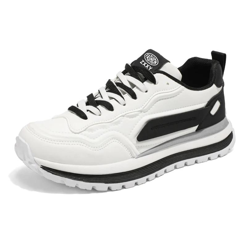 

2025 Мужская новая обувь для отдыха на толстой подошве с нескользящей подошвой для весны и осени, мужская обувь для спорта и отдыха, дышащие мокасины большого размера 39 белый