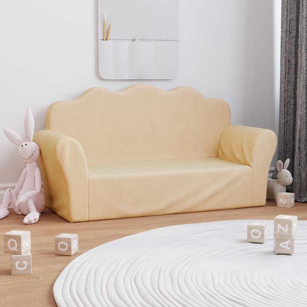 Kids 2 Seater Sofa in Cream Soft Plush