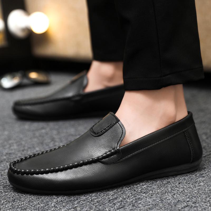 Fashion Genuine Leather Breathable Mocasines Casual Loafers Leather Shoes For Men Slip On Formal Italian Driving Flat Chaussure Homme