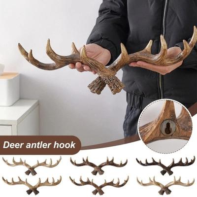 Vintage Hirschgeweih Dekorativer Haken Harz Wanddeko Eingangsbereich Schlüsselhalter Hochwertige Home Organizer Haken