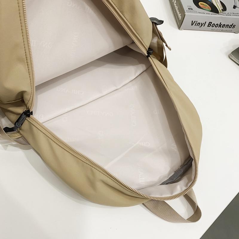 Solid Color Backpack Men's Nylon Waterproof Large Capacity Lightweight Travel Backpack Student School Bag