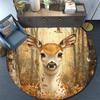 Autumn Forest Deer Round Area Rug,Carpet Rug for Living Room Bedroom Sofa Playroom Decor,Non-slip Floor Mat