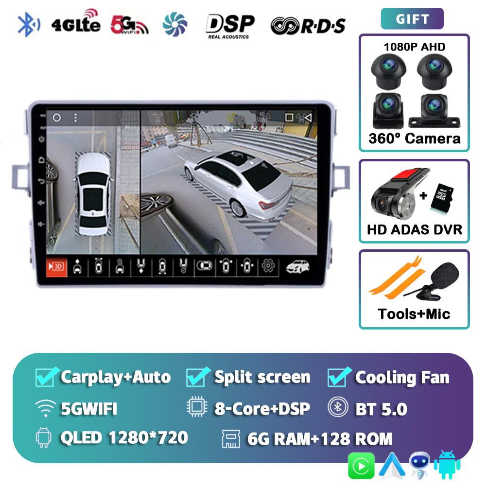 Android 14 Carplay Car Radio For Toyota Verso R20 2010-2013 2014-2016 Multimedia Player GPS Navigation Head Unit 2din Stereo DSP