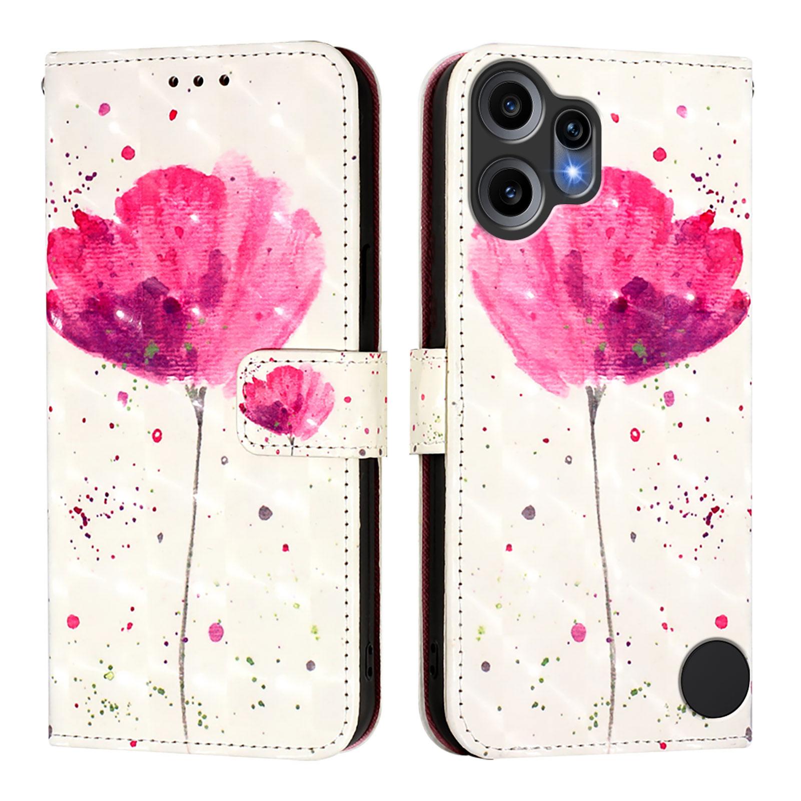 

For Nothing CMF Phone 2 Pro Leather Case Pattern Printing Wallet Stand Mobile Cover with Strap Flower
