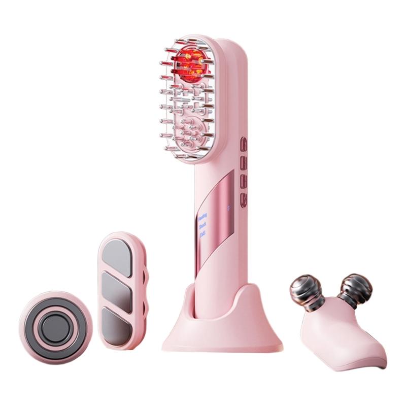 

Electric Scalp Massagers Comb With 3Vibration Mode For Stress Relief And Hair Care Ergonomic Grip Quiet for Travel Use розовый