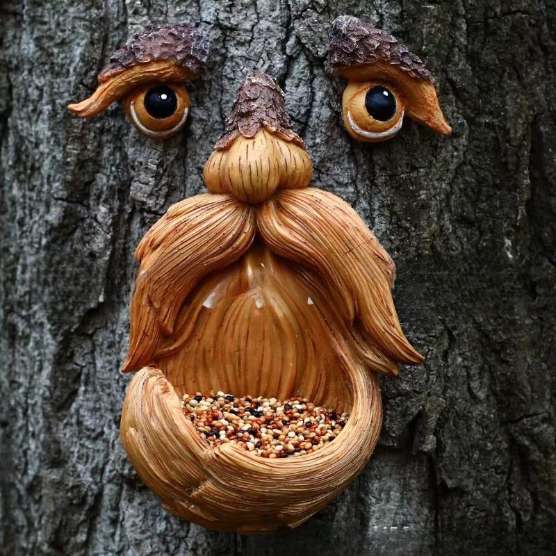 Spring Tree Trunk Bird Feeder Outdoor Decorative Item Tree Trunk Ornament Tree Trunk Bird Feeder Tree Trunk