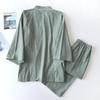 Spring/Autumn Kimono Mens Pajamas Men Sleepwear Male Thin Ninth Sleeve Lace-Up Top + Pants Loose Two-piece Homewear