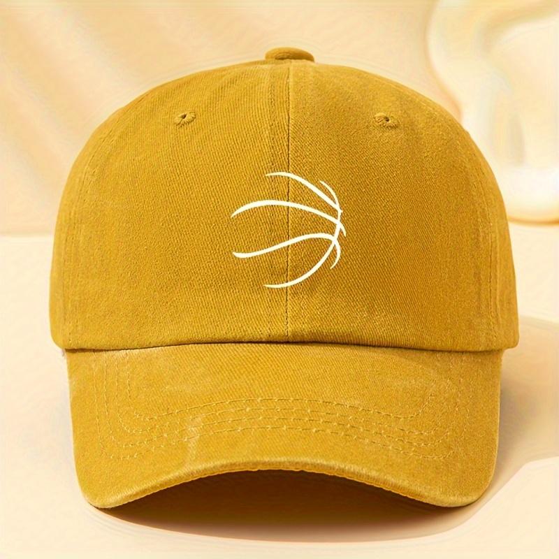 Line Basketball Print Baseball Cap Washed Curved Brim Hat Fashionable and Versatile Hip-hop Hat for Men and Women