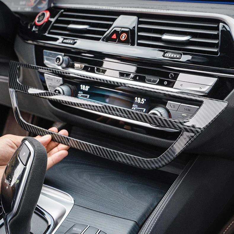 Für BMW 5er G30 G38 2018-2023 Kohlefaser Mittelkonsole Armaturenbrett Panel Abdeckung Zierleisten Aufkleber Innenraum Tuning Zubehör
