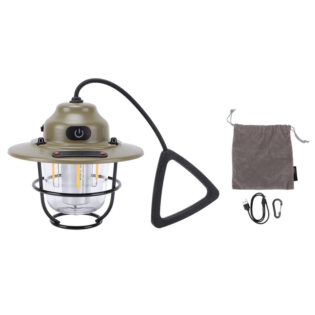 Camping Lantern 5 Lighting Modes IPX3 Water Proof Rechargeable Vintage Hanging Lamp for Outdoor