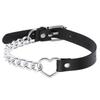 Gothic-Punk Style Pu Leather Heart Necklace, Punk Style Neckband, Necklace, Women'S Collar Chain, Valentine'S Day Gift