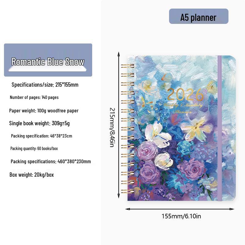 2026 English Student Weekly A5 Planner Coil Notebook